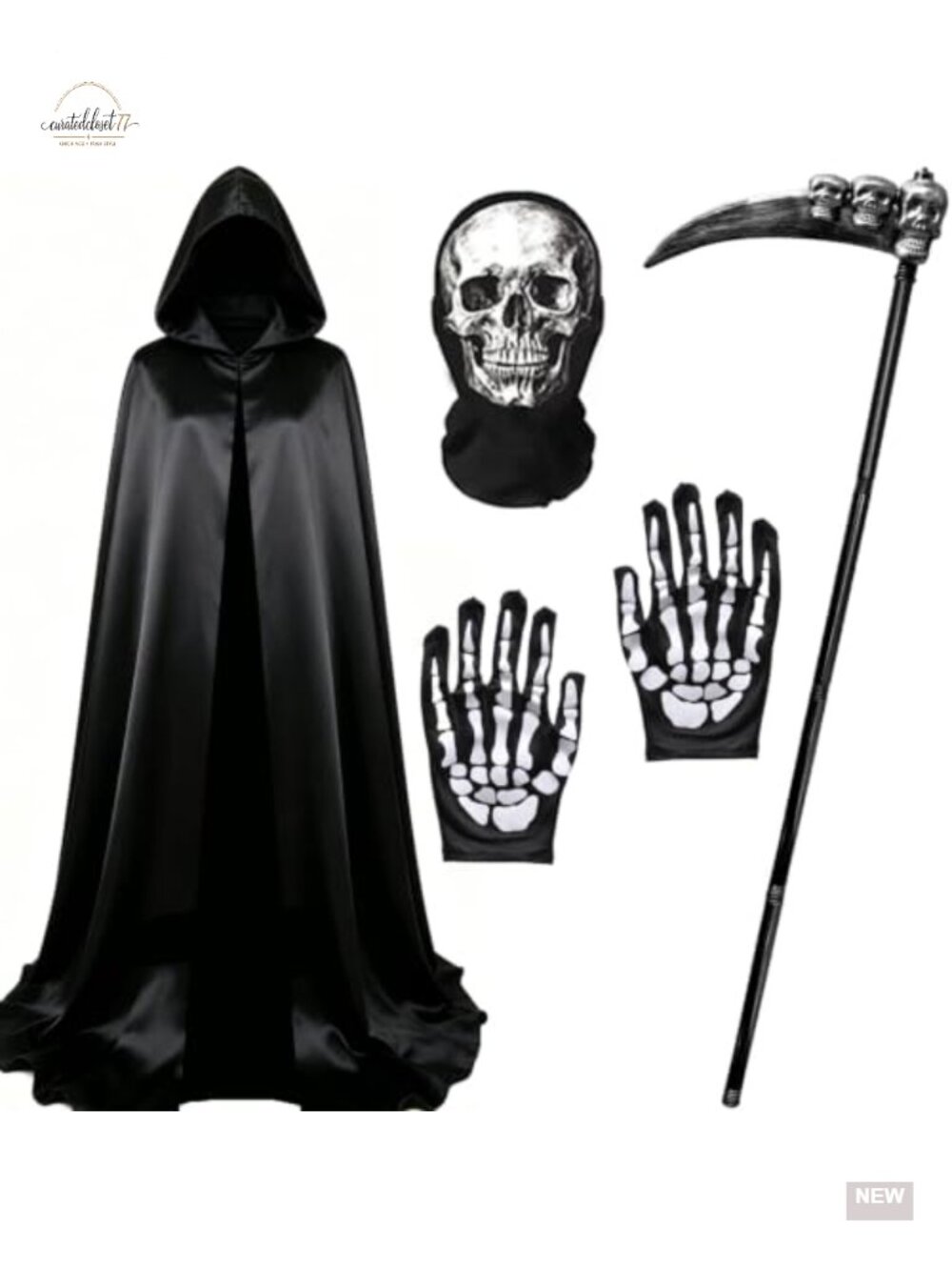 Grim Reaper Halloween Costume Boys Classic Hooded Polyester Outfit
